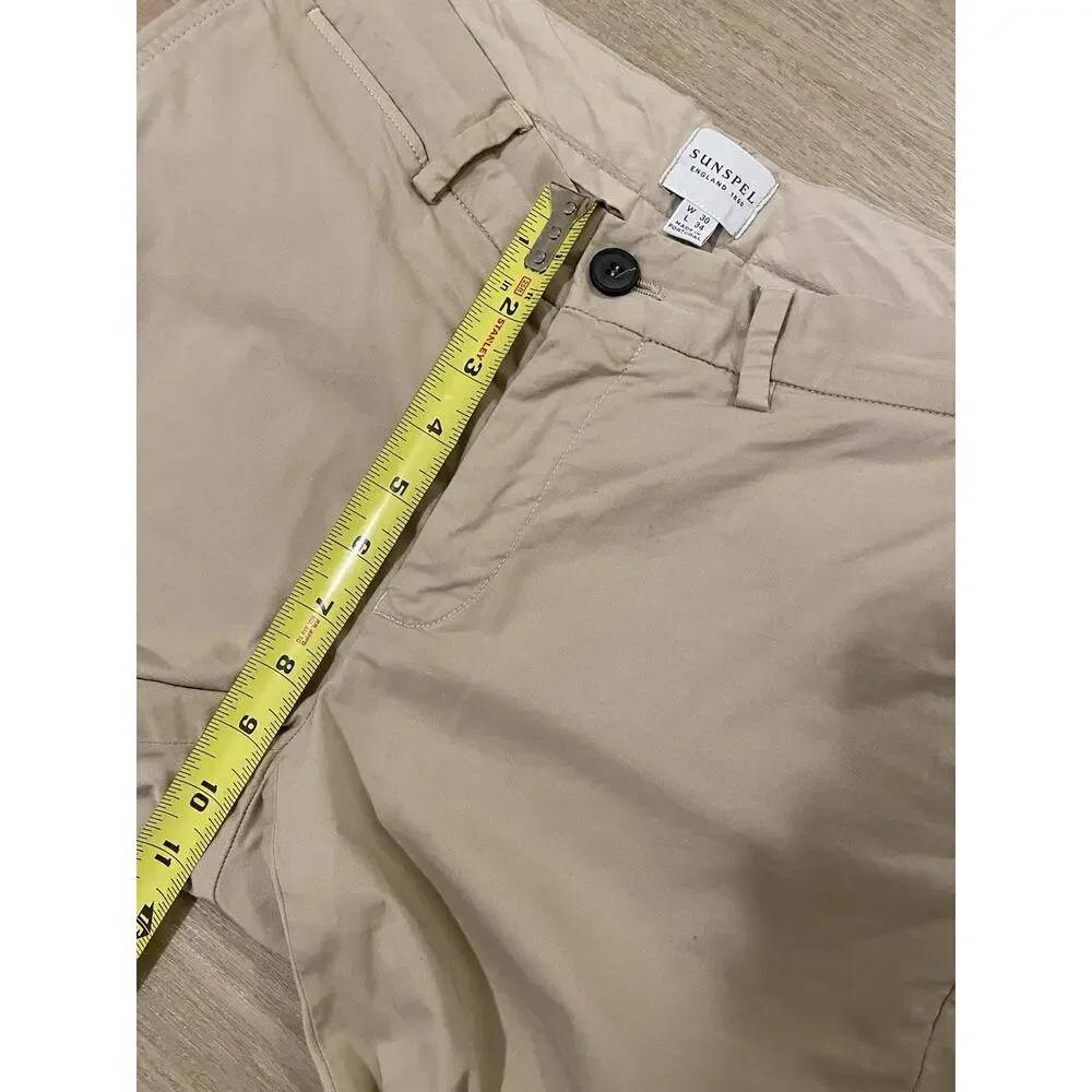 Sunspel Slim Fit Chino Pants 30x34 Light Stone Preppy Office Made in Portugal